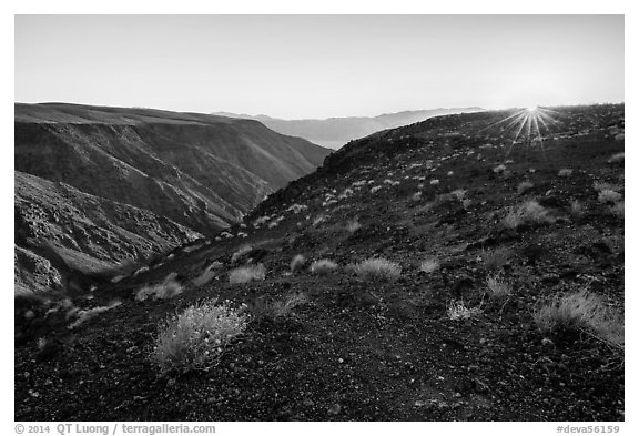 Sunrise, Father Crowley Viewpoint at sunrise. Death Valley National Park (black and white)