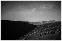 Father Crowley Point at night. Death Valley National Park ( black and white)