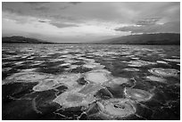 Mud and salt patterns at dusk, Cottonball Basin. Death Valley National Park ( black and white)