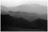 Mountains in the haze of sandstorm. Death Valley National Park ( black and white)