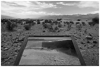 Sand Dunes Interpretive sign. Death Valley National Park ( black and white)