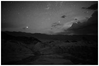 Zabriskie Point at night. Death Valley National Park ( black and white)