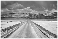 West Side Road crossing Salt Pan. Death Valley National Park ( black and white)