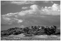 Distant Ibex Dunes and Saddle Peak Hills. Death Valley National Park ( black and white)