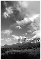 El Capitan and clouds. Guadalupe Mountains National Park ( black and white)