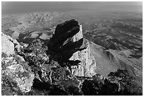 El Capitan and West Texas plain from Guadalupe Peak. Guadalupe Mountains National Park ( black and white)