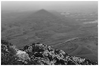 Shadow of Guadalupe Peak at sunset. Guadalupe Mountains National Park, Texas, USA. (black and white)