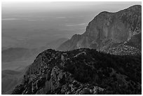 Western ridges of Guadalupe Mountains. Guadalupe Mountains National Park, Texas, USA. (black and white)