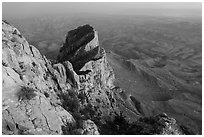 El Capitan from Guadalupe Peak at dusk. Guadalupe Mountains National Park, Texas, USA. (black and white)