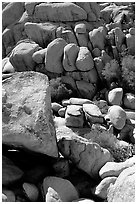 Jumble of rocks in Hidden Valley. Joshua Tree National Park ( black and white)