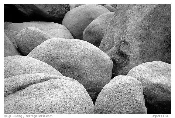 Boulders in Hidden Valley. Joshua Tree National Park (black and white)