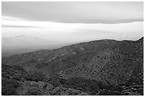 Mt San Jacinto and Signal Mountain from Keys View, sunrise. Joshua Tree National Park ( black and white)