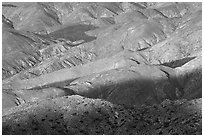 Eroded hills below Keys View, early morning. Joshua Tree National Park ( black and white)