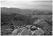 Keys View and Coachella Valley, morning. Joshua Tree National Park ( black and white)