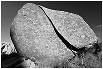 Boulder split by crack. Joshua Tree National Park ( black and white)
