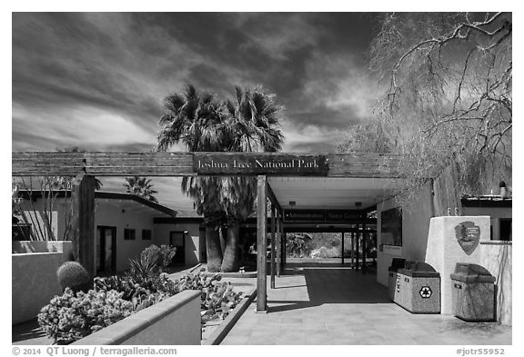 Oasis Visitor Center. Joshua Tree National Park (black and white)