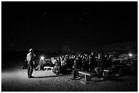 Ranger speaking during nightime program. Joshua Tree National Park ( black and white)