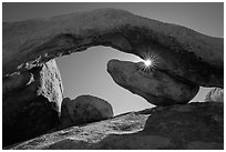 Sunburst and Arch Rock. Joshua Tree National Park ( black and white)