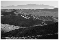San Bernardino Mountains from Ryan Mountain. Joshua Tree National Park ( black and white)