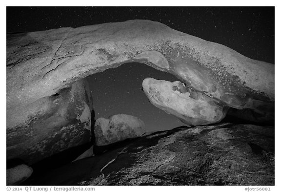 Arch Rock at night. Joshua Tree National Park (black and white)