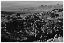 Boulder, and distant Salton Sean. Joshua Tree National Park ( black and white)