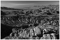 View over boulders from Mastodon Peak. Joshua Tree National Park ( black and white)