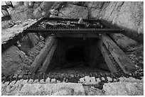 Entrance shaft of Mastodon Mine. Joshua Tree National Park ( black and white)