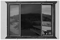 Window reflexion, Cottonwood visitor center. Joshua Tree National Park ( black and white)