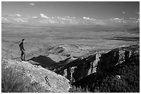 Visitor looking, Rincon Peak. Saguaro National Park ( black and white)