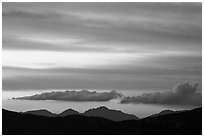 Mountains and clouds past sunset, Rincon Mountain District. Saguaro National Park ( black and white)