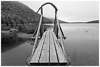 Footbridge, Jordan Pond. Acadia National Park, Maine, USA. (black and white)