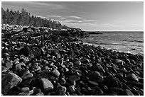 Coastline with boulders, late afternoon, Schoodic Peninsula. Acadia National Park ( black and white)