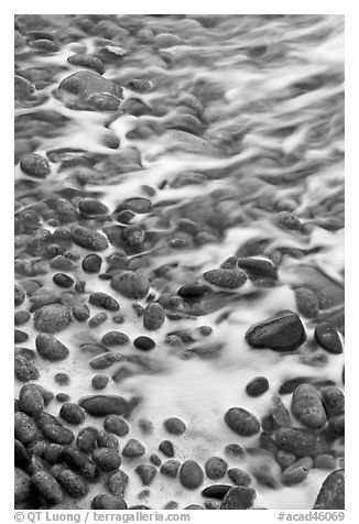 Close-up of pebbles in surf, Schoodic Peninsula. Acadia National Park, Maine, USA.