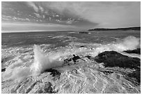 Surf breaking over rocks. Acadia National Park ( black and white)