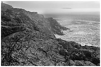 Coastline and offshore fog. Acadia National Park ( black and white)