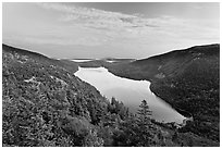 Hills, Jordan Pond, and sunset clouds. Acadia National Park ( black and white)