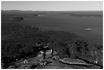 Hikers descending Champlain Mountain. Acadia National Park ( black and white)
