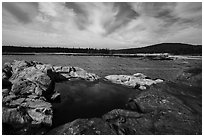 Pool, Arey Cove, and Schoodic Head from Little Moose Island. Acadia National Park ( black and white)