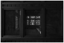 Harry Hampton Visitor Center window. Congaree National Park ( black and white)