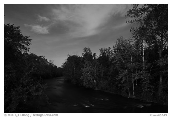 Cuyahoga River at night. Cuyahoga Valley National Park (black and white)