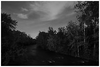 Cuyahoga River at night. Cuyahoga Valley National Park ( black and white)