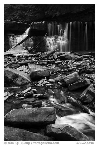 Tinkers Creek and Great Falls, low flow, Bedford Reservation. Cuyahoga Valley National Park (black and white)