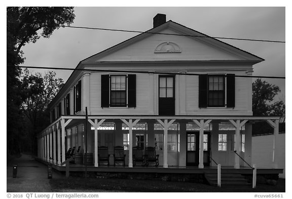 Boston Store Visitor Center at dusk. Cuyahoga Valley National Park (black and white)