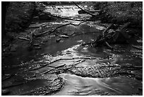 Cascade and reflections, Deerlick Creek, Bedford Reservation. Cuyahoga Valley National Park ( black and white)