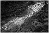 Bridal Veil Falls, Deerlick Creek, high flow, Bedford Reservation. Cuyahoga Valley National Park ( black and white)