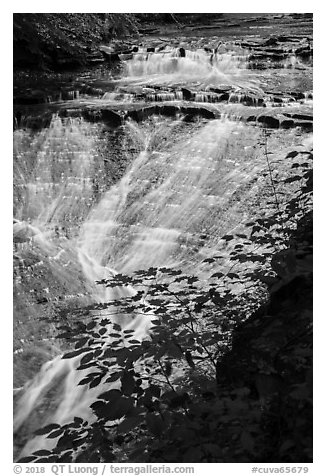 Bridal Veil Falls flowing over shale, Bedford Reservation. Cuyahoga Valley National Park (black and white)