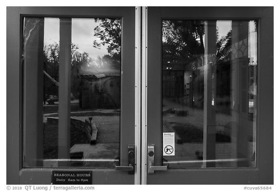 Window reflexion, Boston Store Visitor Center. Cuyahoga Valley National Park (black and white)