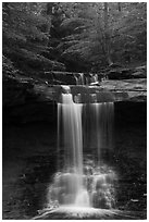 Blue Hen Falls dropping over ledge in summer. Cuyahoga Valley National Park ( black and white)
