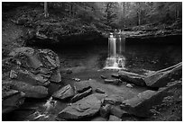 Blue Hen Falls in summer. Cuyahoga Valley National Park ( black and white)