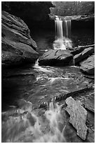 Creek flowing and Blue Hen Falls. Cuyahoga Valley National Park ( black and white)